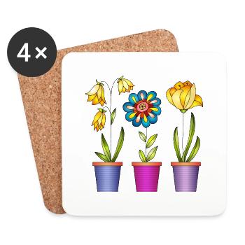 Blumen - Untersetzer (4er-Set) - Weiß - Vorne
