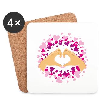Female hands in the shape of heart. Festive design - Coasters (set of 4) - white - Front