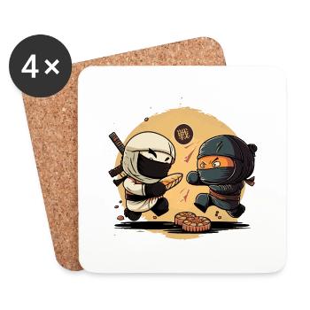 Fighting Ninjas - Untersetzer (4er-Set) - Weiß - Vorne