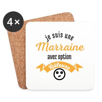 Marraine avec option râleuse - Dessous de verre (lot de 4) - blanc - Devant