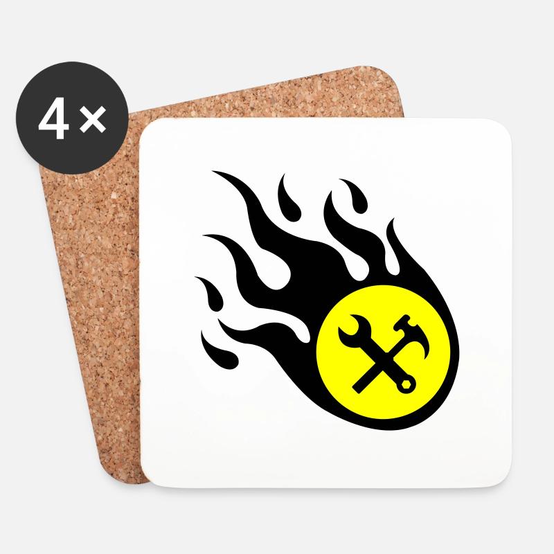 Handwerker Flamme - Untersetzer (4er-Set) - Weiß
