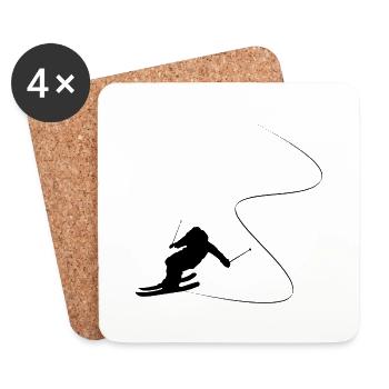 Ski Ski Mountains Ski Area Ski Downhill Gift - Coasters (set of 4) - white - Front