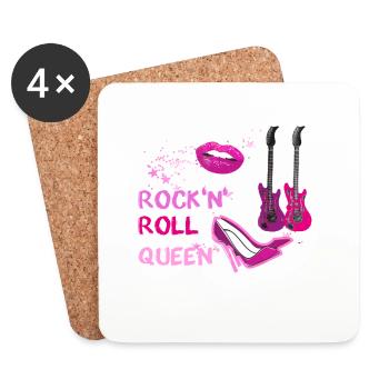 Rock n Roll Queen, Rock, , Retro,Stars,Vintage - Coasters (set of 4) - white - Front