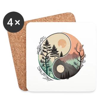 Ying Yang - Berge / Strand - Untersetzer (4er-Set) - Weiß - Vorne