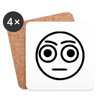 Emoji sketch big eyes black - Coasters (set of 4) - white - Front