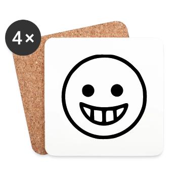 Emoji Skizze glücklich schwarz - Coasters (set of 4) - white - Front