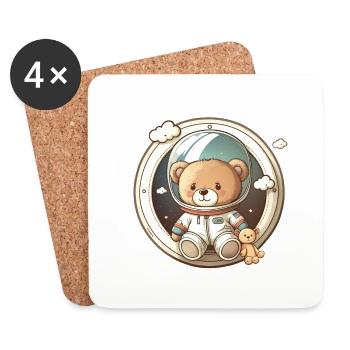 Teddy Bear Astronaut - Coasters (set of 4) - white - Front