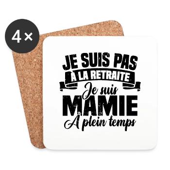 Pas à la Retraite je suis mamie à plein temps - Dessous de verre (lot de 4) - blanc - Devant
