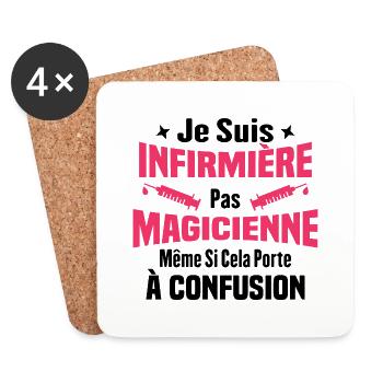 Je suis une infirmière pas magicienne - Dessous de verre (lot de 4) - blanc - Devant
