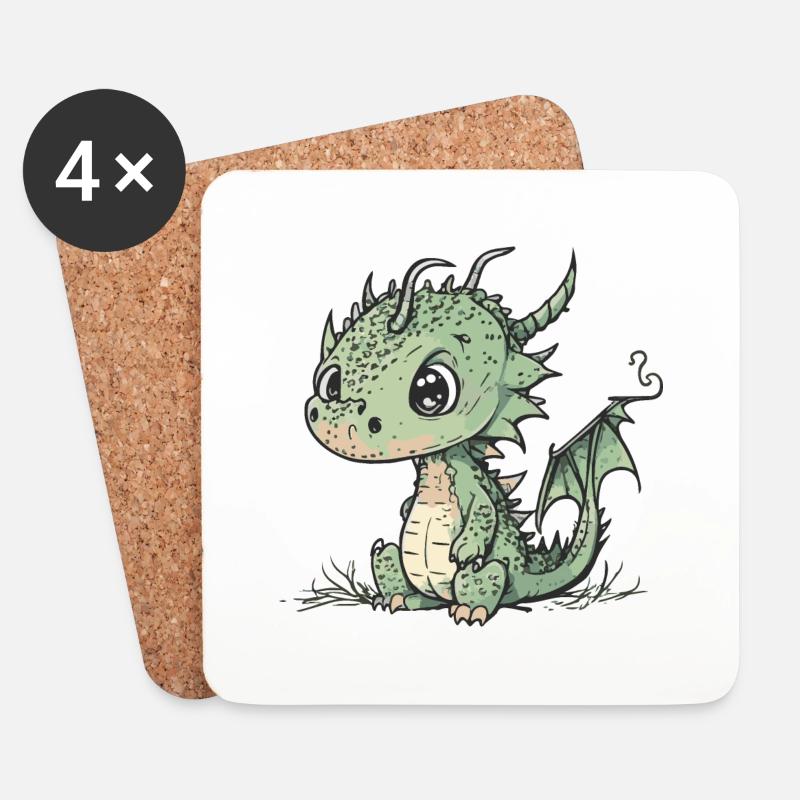 Cute Little Dragon - Untersetzer (4er-Set) - Weiß