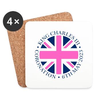 British King Coronation Charles England Flag - Coasters (set of 4) - white - Front