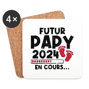 Futur Papy 2024 En Cours - Dessous de verre (lot de 4) - blanc - Devant