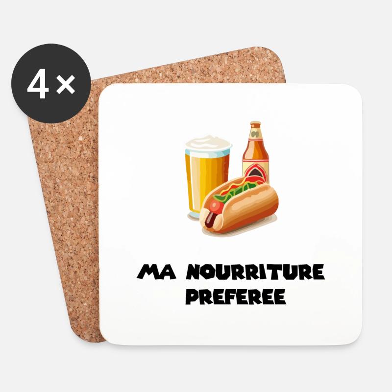 Ma nourriture préférée - Dessous de verre (lot de 4) - blanc