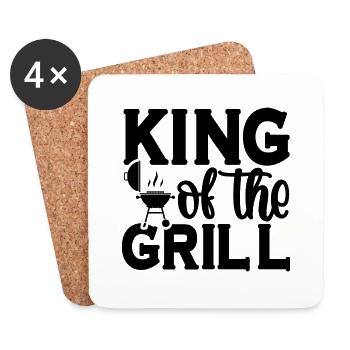 Roi du grill - Dessous de verre (lot de 4) - blanc - Devant
