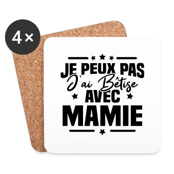 Je peux pas j'ai bêtise avec mamie - Dessous de verre (lot de 4) - blanc - Devant