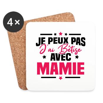 Je peux pas j'ai bêtise avec mamie - Dessous de verre (lot de 4) - blanc - Devant