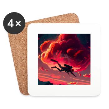 Plongeur parachutiste volant au coucher du soleil - Dessous de verre (lot de 4) - blanc - Devant