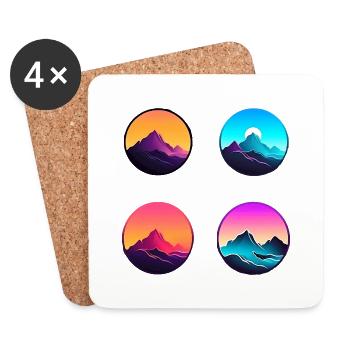 Mountain Landscape Geometric Art - Coasters (set of 4) - white - Front