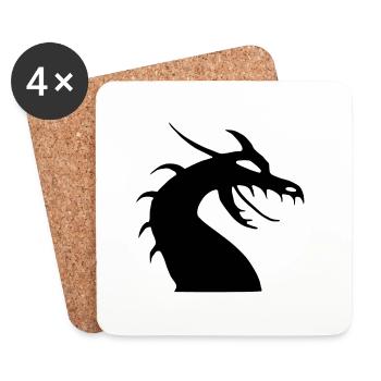 Drachenkopf Silhouette - Untersetzer (4er-Set) - Weiß - Vorne