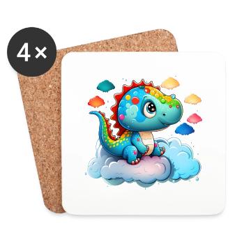 Dinosaur Baby Child Rainbow Gift - Coasters (set of 4) - white - Front