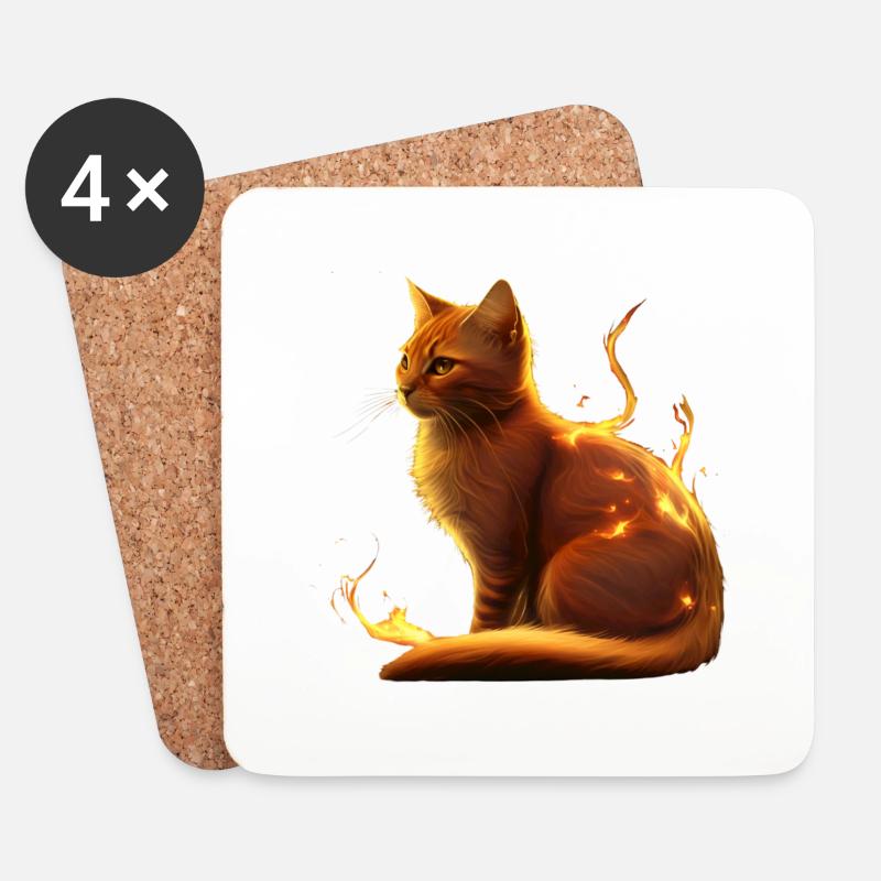 Krieger-Katzen - Firestar - Untersetzer (4er-Set) - Weiß