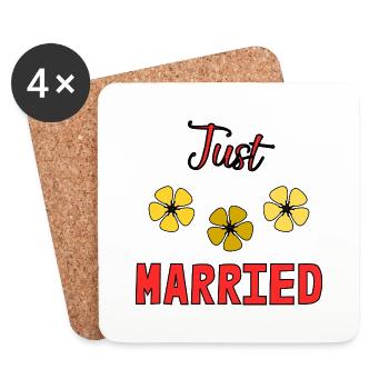 JUST MARRIED. bachelorette party. SAINT VALENTINE. COUPLE - Coasters (set of 4) - white - Front