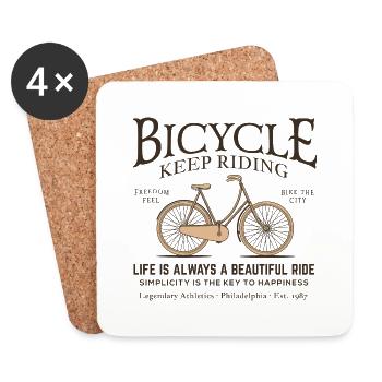 Vélo rétro - Dessous de verre (lot de 4) - blanc - Devant