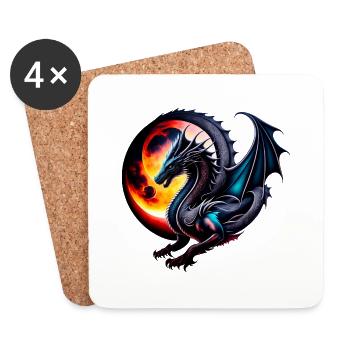 Dragon - Dessous de verre (lot de 4) - blanc - Devant