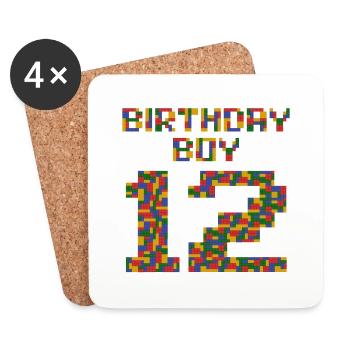 Süßes Geschenk zum 12. Geburtstag 12 Jahre alter Block - Untersetzer (4er-Set) - Weiß - Vorne