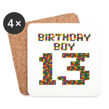 Cute 13th Birthday Gift 13 Year Old Block Building - Coasters (set of 4) - white - Front