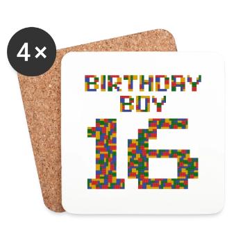 Cute 16th Birthday Gift 16 Year Old Block Building - Coasters (set of 4) - white - Front