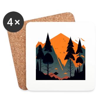 Einfache Landschaft - Untersetzer (4er-Set) - Weiß - Vorne