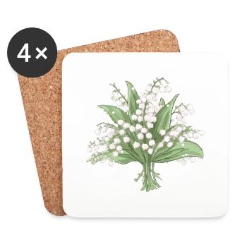 Blumenstrauß vom Maiglöckchen - Untersetzer (4er-Set) - Weiß - Vorne