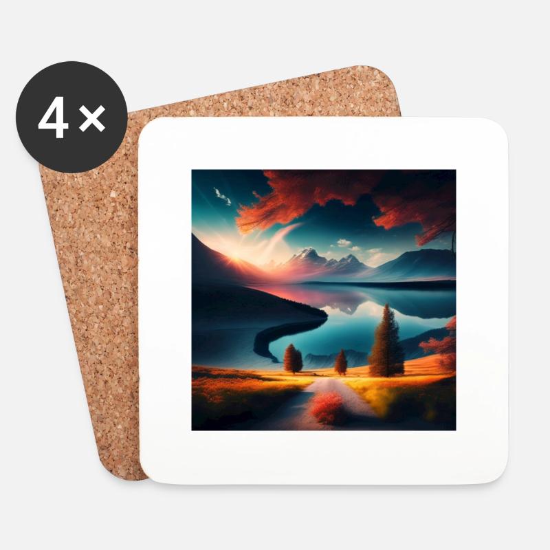 Landschaft - Untersetzer (4er-Set) - Weiß
