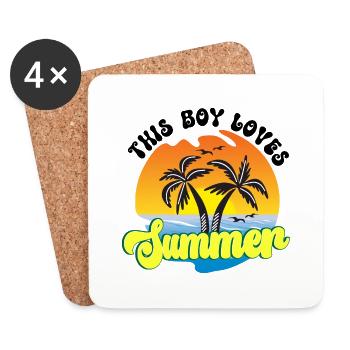 This boy loves summer - Coasters (set of 4) - white - Front