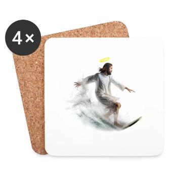 Surf-Gott mit Heiligenschein - Untersetzer (4er-Set) - Weiß - Vorne