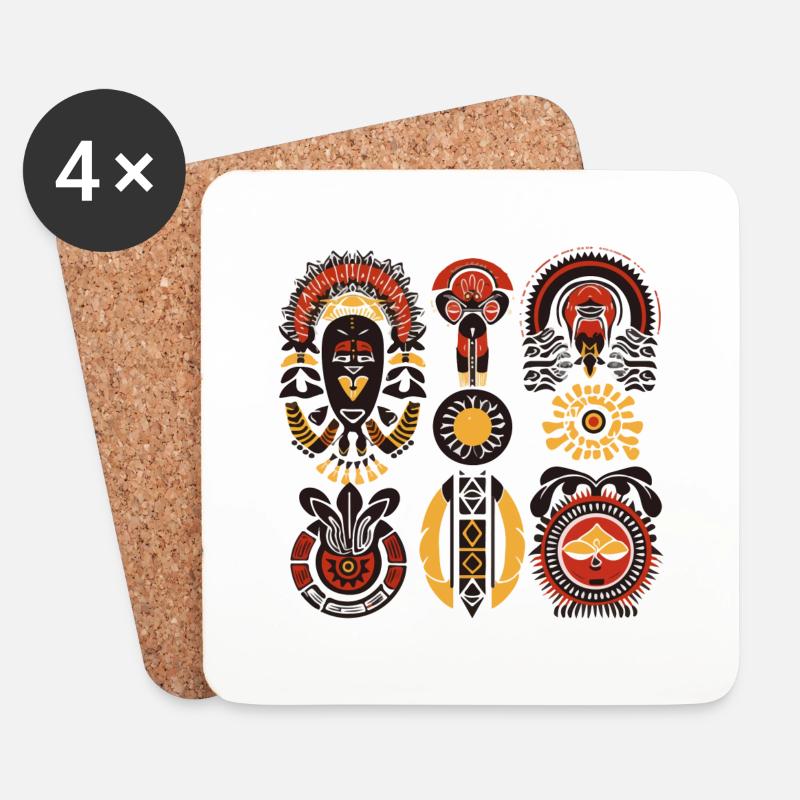 African folklore - Coasters (set of 4) - white