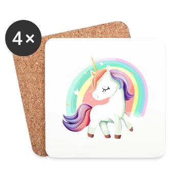 Cute unicorn - Dessous de verre (lot de 4) - blanc - Devant