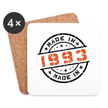 Année de naissance Anniversaire Né en - Fabriqué en 1993 - Dessous de verre (lot de 4) - blanc - Devant