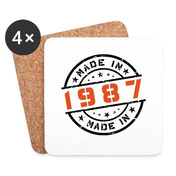 Year of birth Birthday Born In - Made in 1987 - Coasters (set of 4) - white - Front