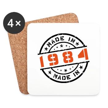Année de naissance Anniversaire Né en - Fabriqué en 1984 - Dessous de verre (lot de 4) - blanc - Devant