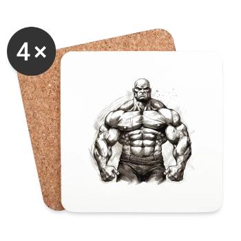 Bodybuilding Bodybuilder Gewichtheben Kraftsport - Untersetzer (4er-Set) - Weiß - Vorne