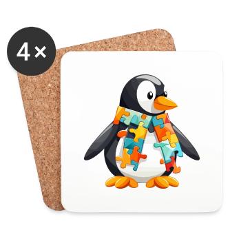 Bébé pingouin - Dessous de verre (lot de 4) - blanc - Devant