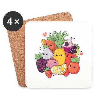 Our friends the fruits - Coasters (set of 4) - white - Front