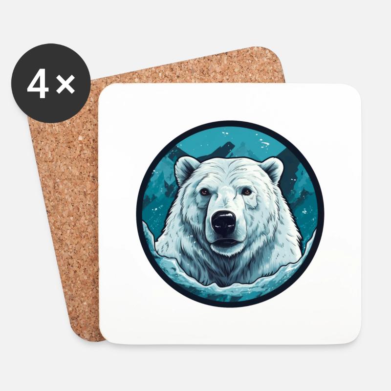 Eisbär - Untersetzer (4er-Set) - Weiß