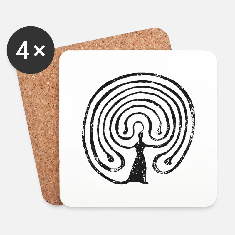 Labyrinth - Untersetzer (4er-Set) - Weiß