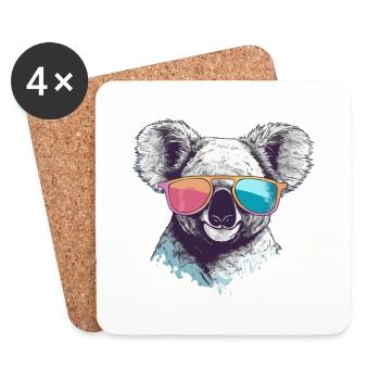 Timy le koala à lunettes - Dessous de verre (lot de 4) - blanc - Devant