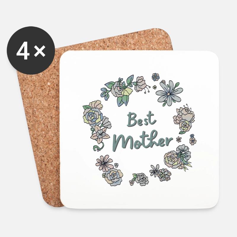 Beste Mutter/ Meilleur Maman - Untersetzer (4er-Set) - Weiß