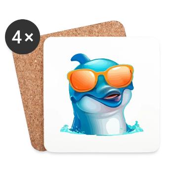Chas the bespectacled dolphin - Coasters (set of 4) - white - Front