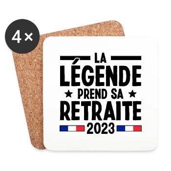 La Légende Prend Sa Retraite 2023 Idée Cadeau - Dessous de verre (lot de 4) - blanc - Devant